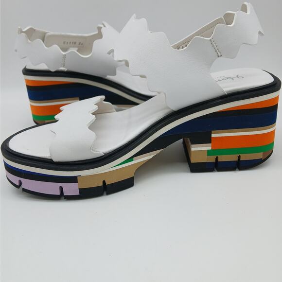 Homers Shoes - Homers Leather Fornells Wedge Platform Sandals White Size 36 US 6 Made in Spain